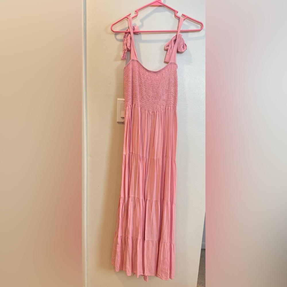 Pink Smocked Maxi Dress